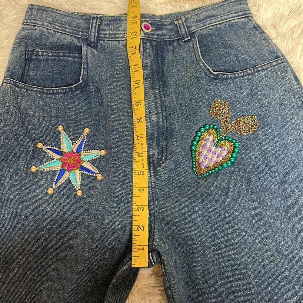 NWT Vintage 80s Cedars Beaded Embellished High waist jeans - Picture 10 of 11